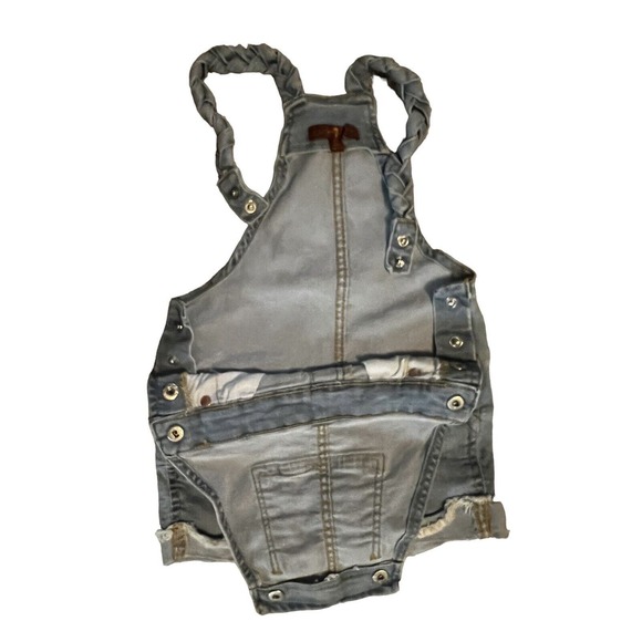 7 For All Mankind Toddler Girls Blue Denim Braid Shortalls Overalls, Size 2T - Picture 3 of 8